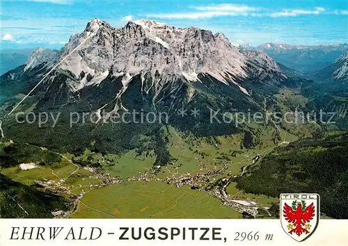 AK / Ansichtskarte Ehrwald_Tirol Fliegeraufnahme mit Zugspitze Ehrwald Tirol