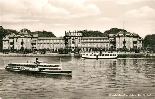 AK / Ansichtskarte Dampfer_Seitenrad Vaterland Wiesbaden Biebrich Schloss  Dampfer Seitenrad