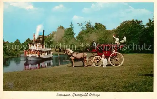 AK / Ansichtskarte Pferdekutschen Schaufelraddampfer Suwanee Greenfield Village Dearborn Michigan Pferdekutschen