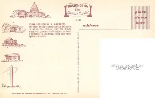 AK / Ansichtskarte Politik Joint Session U.S. Congress Hall of Representatives Washington D.C. Politik
