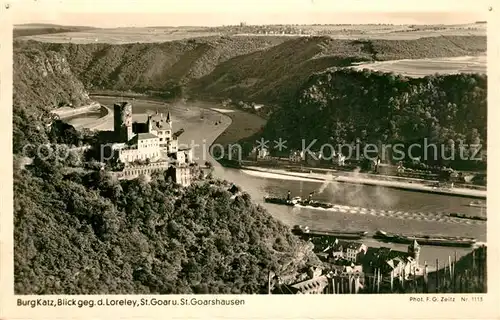 AK / Ansichtskarte Foto_Zeitz_F.G._Nr. 1113 Burg Katz Loreley St. Goar St. Goarshausen  Foto_Zeitz_F.G._Nr.