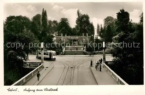 AK / Ansichtskarte Strassenbahn Erfurt Stadtpark  Strassenbahn