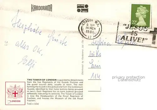 AK / Ansichtskarte Leibgarde_Wache Tower of London Tower Guard  Leibgarde Wache