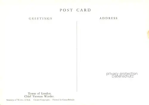 AK / Ansichtskarte Leibgarde_Wache Chief Yeoman Warder Tower of London  Leibgarde Wache