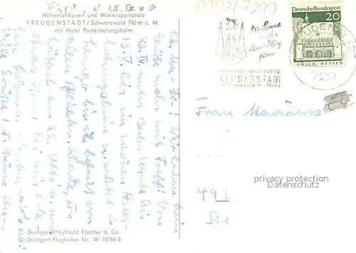 AK / Ansichtskarte Freudenstadt Hotel Posterholungsheim Rathaus Freudenstadt