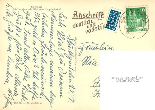 AK / Ansichtskarte Stuttgart Schillerplatz Hauptbahnhof Stuttgart