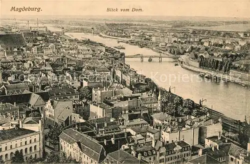 AK / Ansichtskarte Magdeburg Panorama Blick vom Dom ueber die Elbe Magdeburg
