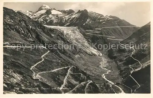 AK / Ansichtskarte Rhonegletscher_Glacier_du_Rhone Panorama Grimsel  und Furkastrasse Gebirgspass Rhonegletscher_Glacier