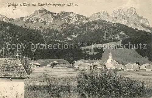 AK / Ansichtskarte Graen_Tirol Ortsansicht mit Kirche Tannheimertal Tannheimer Berge Graen_Tirol