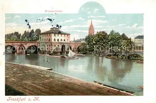 AK / Ansichtskarte Frankfurt_Main Uferpartie am Main Blick zum Dom Mainbruecke Frankfurt Main