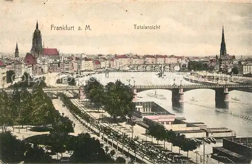 AK / Ansichtskarte Frankfurt_Main Totalansicht Mainbruecke Dom Kirche Frankfurt Main