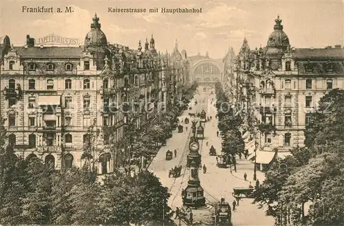 AK / Ansichtskarte Frankfurt_Main Kaiserstrasse mit Hauptbahnhof Uhrtuermchen Frankfurt Main