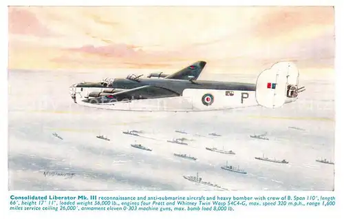 AK / Ansichtskarte Flugzeuge_Militaria Consolidated Liberator Mk. III  Flugzeuge Militaria