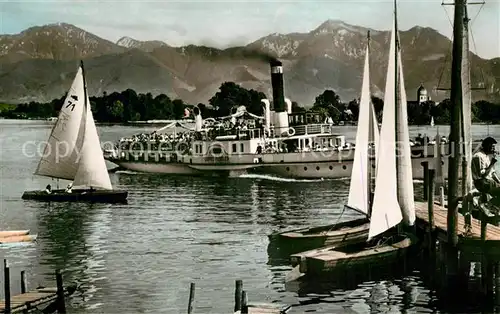 AK / Ansichtskarte Dampfer_Seitenrad Ludwig Fessler Chiemsee Segelboote  Dampfer Seitenrad