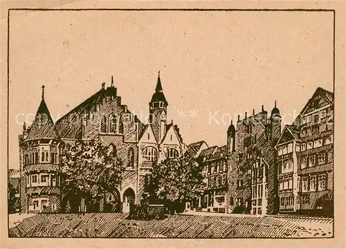 AK / Ansichtskarte Hildesheim Der Marktplatz Zeichnung Hildesheim