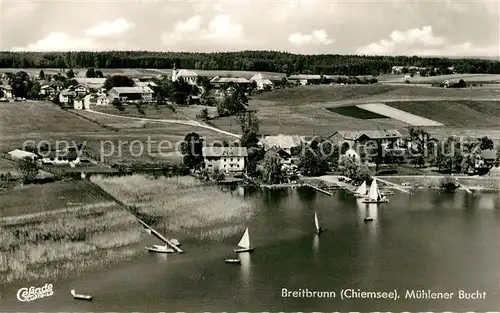 AK / Ansichtskarte Breitbrunn_Chiemsee Muehlener Bucht Fliegeraufnahme Breitbrunn Chiemsee