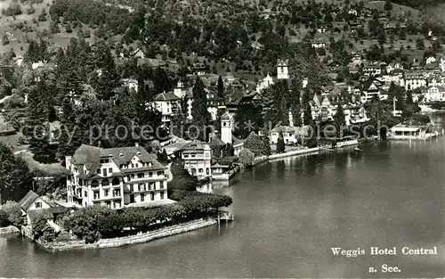 AK / Ansichtskarte Weggis_Vierwaldstaettersee Hotel Central Fliegeraufnahme Weggis_Vierwaldstaettersee