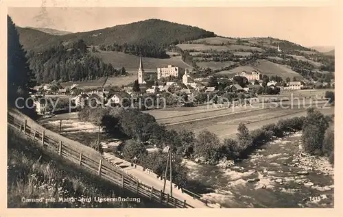 AK / Ansichtskarte Gmuend_Kaernten mit Malta und Liesermuendung Gmuend Kaernten