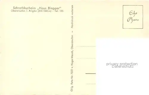 AK / Ansichtskarte Oberstaufen Schrothkurheim Haus Bingger Oberstaufen