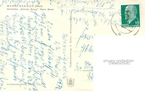 AK / Ansichtskarte Wernigerode_Harz Heilstaette Kuesters Kamp Haus Anna Wernigerode Harz