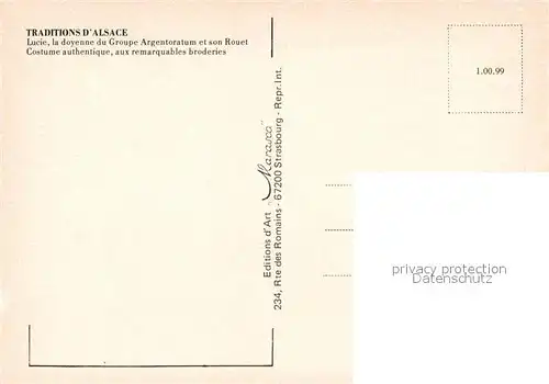 AK / Ansichtskarte Trachten_Alsace Lucie Doyenne du Groupe Argentoratum Spinnrad Fileuse Trachten Alsace