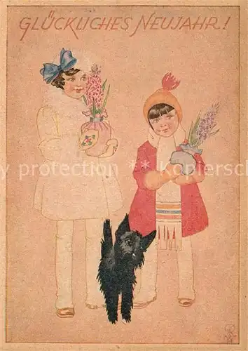 AK / Ansichtskarte Neujahr Kinder Hund  Neujahr