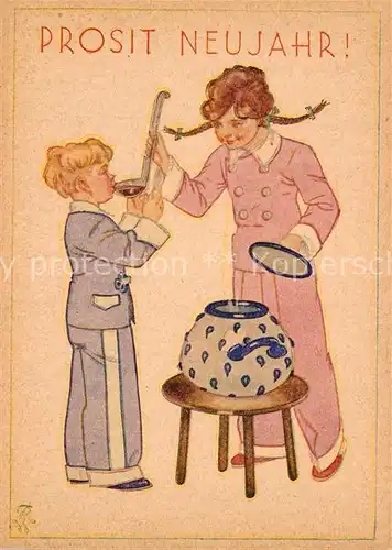 AK / Ansichtskarte Neujahr Kinder Bowle Neujahr