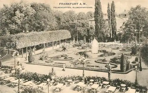 AK / Ansichtskarte Frankfurt_Main Palmengarten Blumenparterre Springbrunnen Fontaene Frankfurt Main