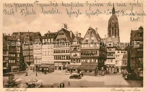 AK / Ansichtskarte Frankfurt_Main Roemerberg mit Dom Altstadt Frankfurt Main