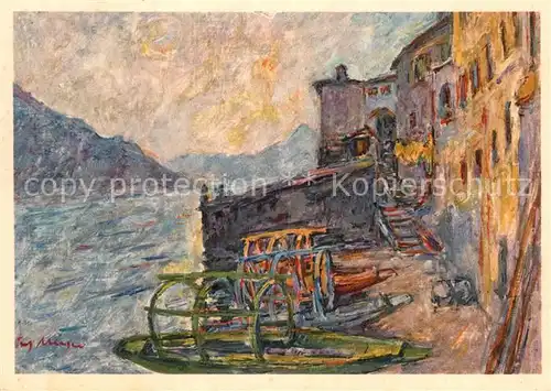 AK / Ansichtskarte Gandria_Lago_di_Lugano Le barche Fritz Meijer pittore Kuenstlerkarte Gandria_Lago_di_Lugano