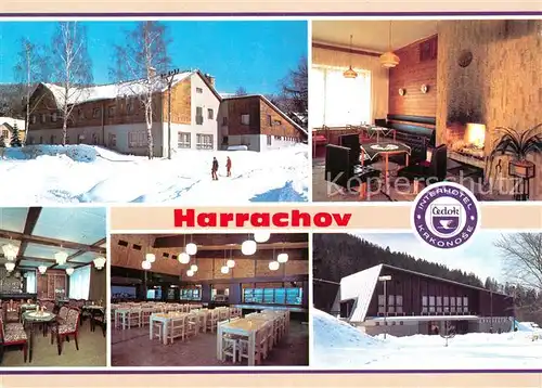 AK / Ansichtskarte Harrachov_Harrachsdorf Hotel Hubertus Denni vinarna Hubertka Jidelna Certovka Harrachov Harrachsdorf