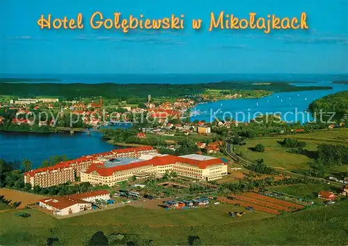 AK / Ansichtskarte Mikolajki Hotel Golebiewski Fliegeraufnahme Mikolajki