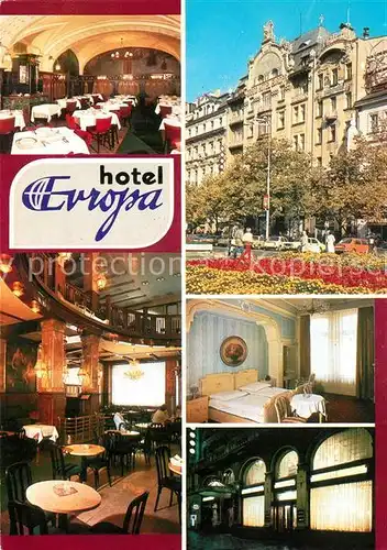 AK / Ansichtskarte Praha_Prahy_Prague Hotel Evropa Gastraum Bar Zimmer Praha_Prahy_Prague