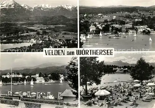 AK / Ansichtskarte Velden_Woerthersee Fliegeraufnahme Seepartien Badestelle Velden Woerthersee