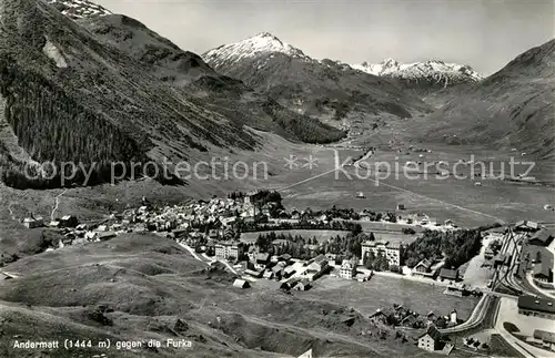 AK / Ansichtskarte Andermatt Fliegeraufnahme gegen die Furka Andermatt