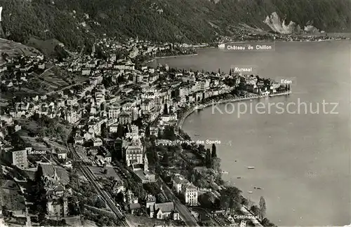 AK / Ansichtskarte Montreux_VD Fliegeraufnahme Seepartie Montreux VD