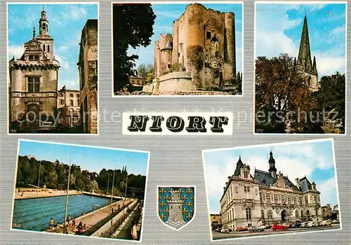 AK / Ansichtskarte Niort Le Pilori Le donjon Eglise Notre Dame Centre nautique Hotel de Ville Niort