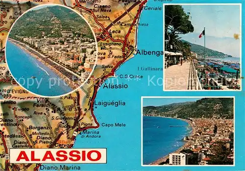 AK / Ansichtskarte Alassio Fliegeraufnahmen Strand Alassio