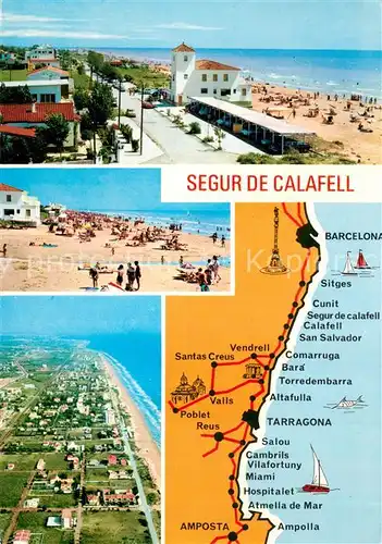 AK / Ansichtskarte Segur_de_Calafell Strandpartien Fliegeraufnahme Segur_de_Calafell