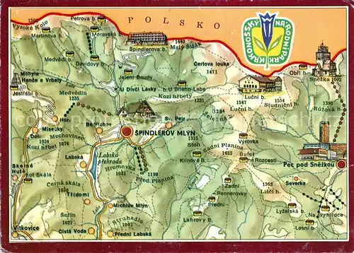 AK / Ansichtskarte Krkonose Gebietskarte Krkonose