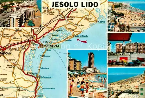 AK / Ansichtskarte Jesolo_Lido Teilansichten Strandpartien uebersichtskarte Jesolo Lido