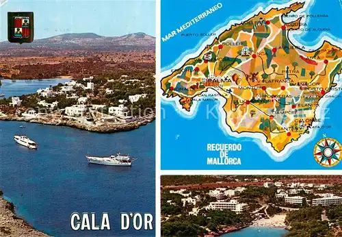 AK / Ansichtskarte Mallorca Cala dOr Fliegeraufnahme Inselkarte Mallorca
