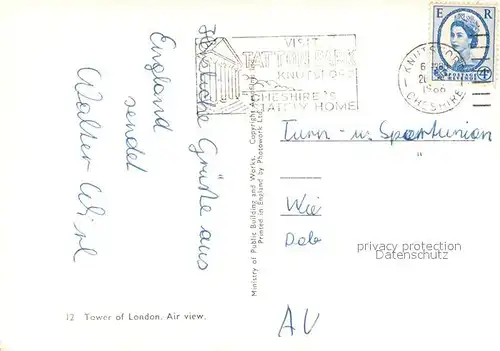 AK / Ansichtskarte London Tower Fliegeraufnahme London