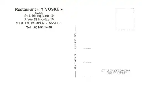 AK / Ansichtskarte Antwerpen_Anvers Restaurant t Voske Antwerpen Anvers