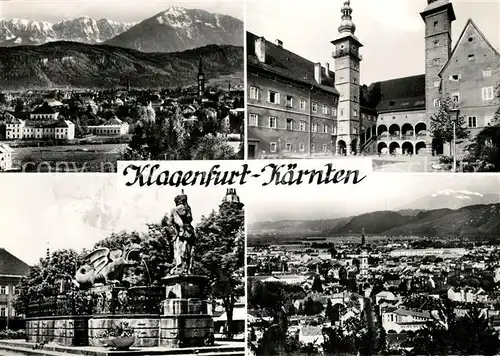 AK / Ansichtskarte Klagenfurt_Woerthersee Schloss Brunnen Panorama Klagenfurt_Woerthersee