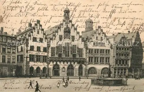 AK / Ansichtskarte Frankfurt_Main Der Roemer Platz Gerechtigkeitsbrunnen Giebelhaeuser Altstadt Frankfurt Main