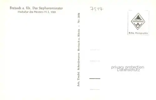 AK / Ansichtskarte Breisach_Rhein St Stephansmuenster Hochaltar des Meisters H. L. 16. Jhdt. Breisach Rhein
