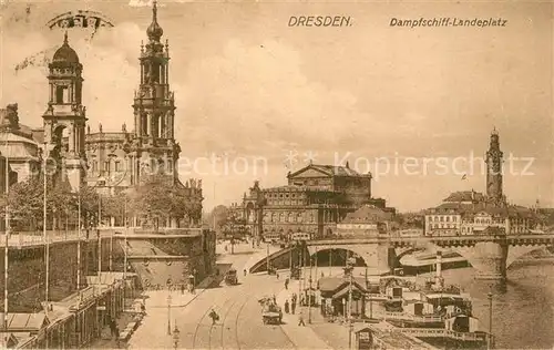 AK / Ansichtskarte Dresden Dampfschiff Landeplatz Dresden