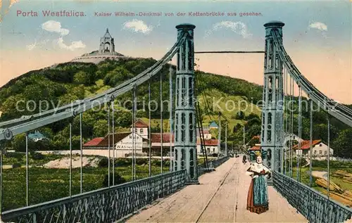 AK / Ansichtskarte Porta_Westfalica Kaiser Wilhelm Denkmal von der Kettenbruecke aus gesehen Porta_Westfalica