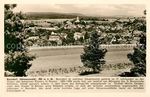 AK / Ansichtskarte Bonndorf_Schwarzwald Landschaftspanorama Franckh Chronik Karte Bonndorf Schwarzwald